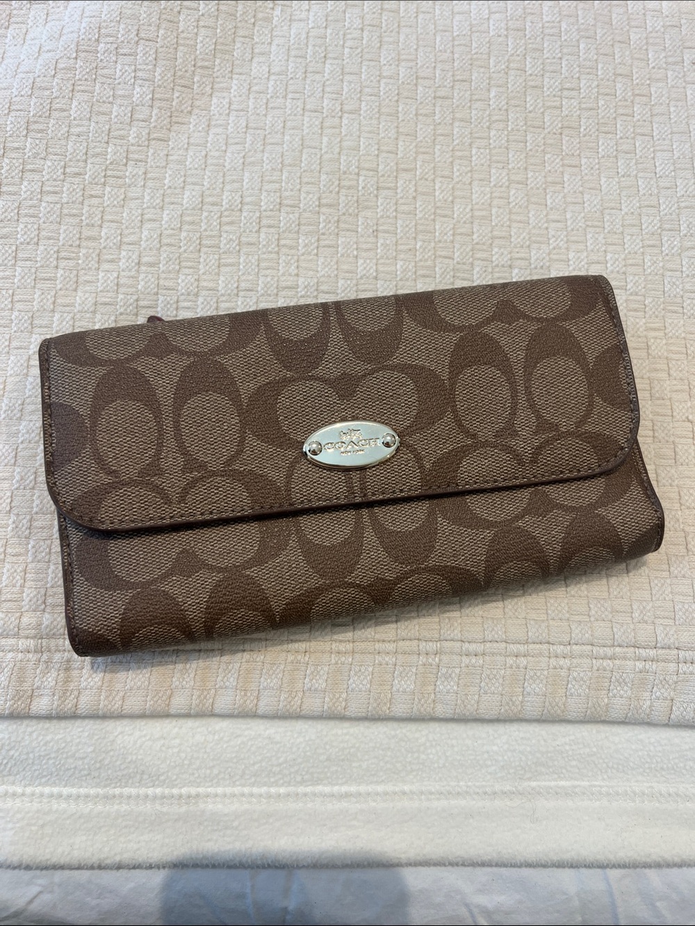 Coach Brown Signature Canvas Clutch Wallet